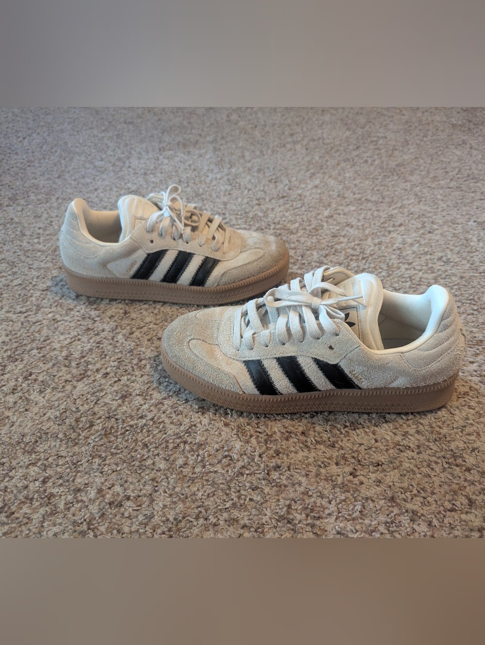 adidas Men’s Samba XLG Sneakers in Beige with Black Stripes